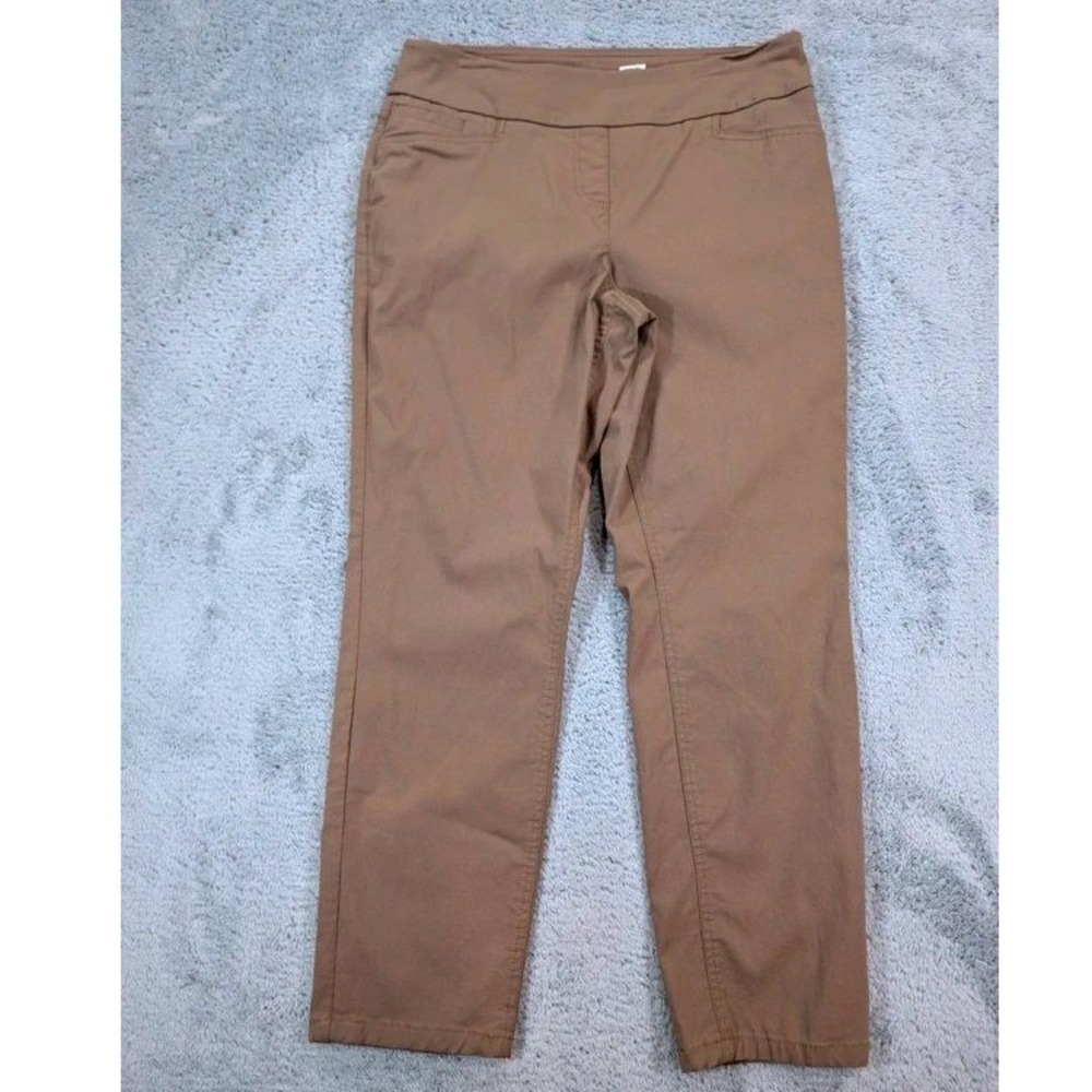 Westbound Women's Pull On Stretch Pants Size 12 Short Khaki Brown Comfort Waist